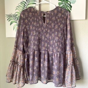 American Eagle Floral Smocked Long Sleeve Extra Flowy  Blouse